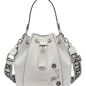 Karl Lagerfeld White Shoulder Bag with Black Accents